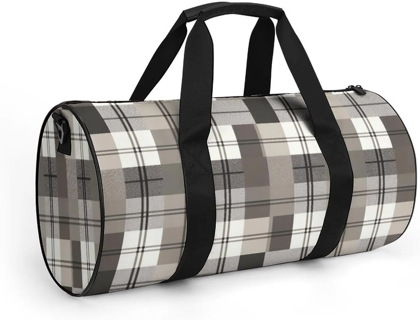 Sports Gym Bag for Women Men Travel Duffel Bag Tote Weekender Bag Gray Plaid Pattern Carry on Overnight Bag for Travel Swimming Fitness Workout Sports Duffle Bag