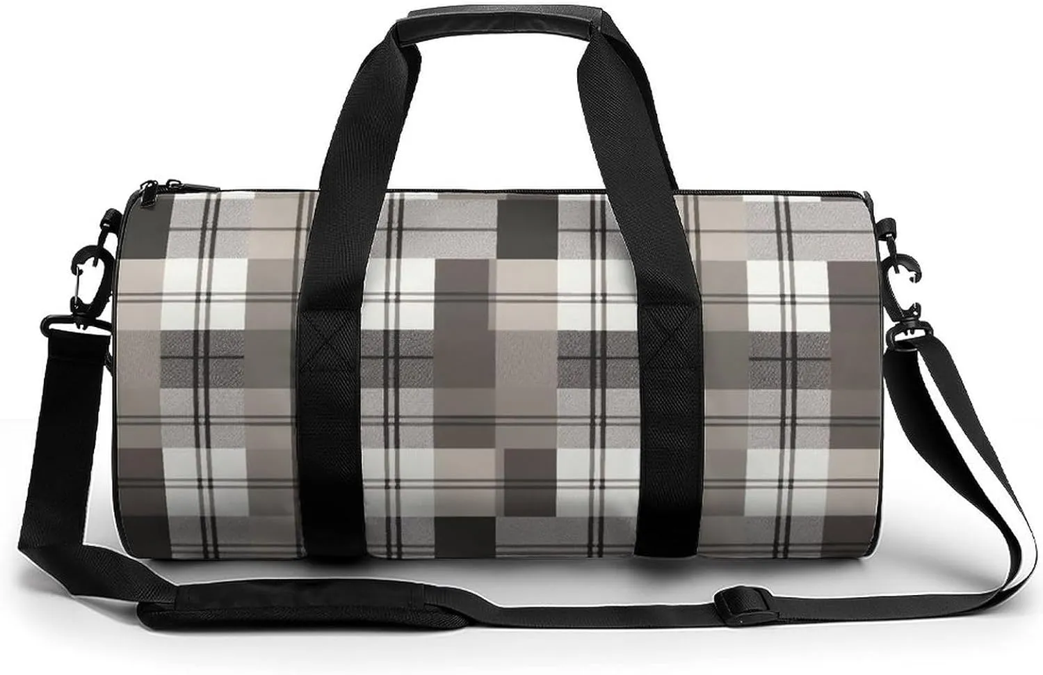 Sports Gym Bag for Women Men Travel Duffel Bag Tote Weekender Bag Gray Plaid Pattern Carry on Overnight Bag for Travel Swimming Fitness Workout Sports Duffle Bag