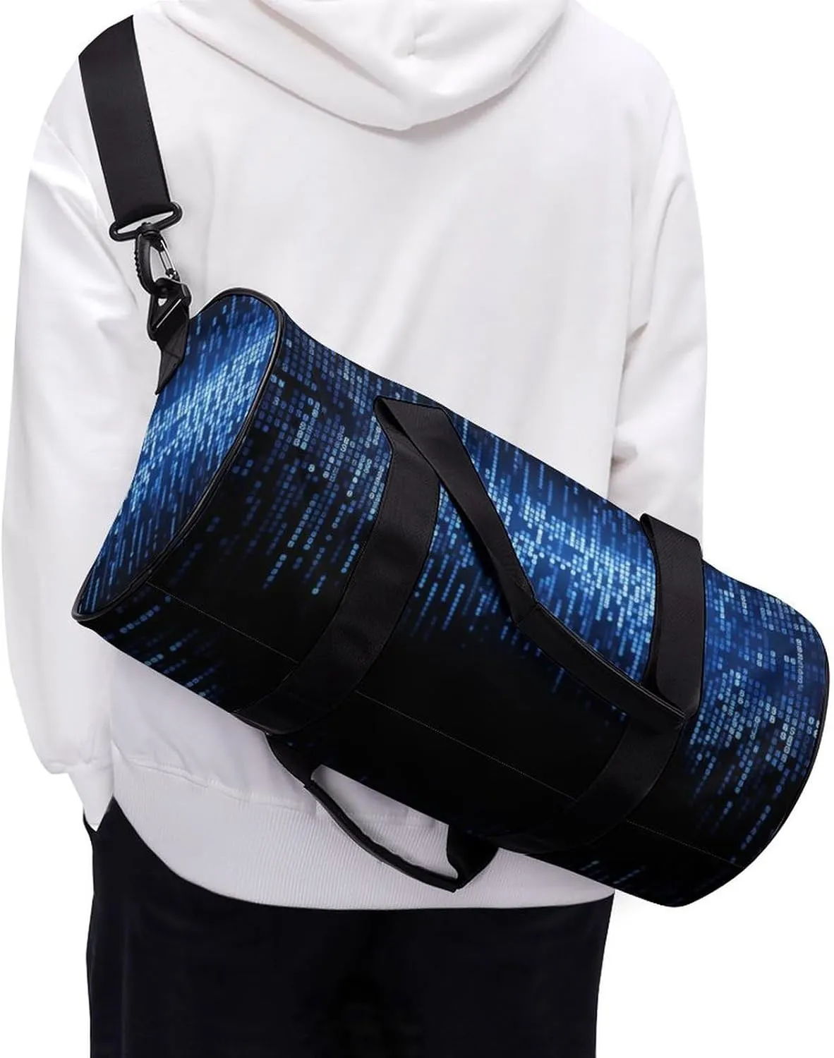 Sports Gym Bag for Women Men Travel Duffel Bag Tote Weekender Bag The Blue Binary Carry on Overnight Bag for Travel Swimming Fitness Workout Sports Duffle Bag