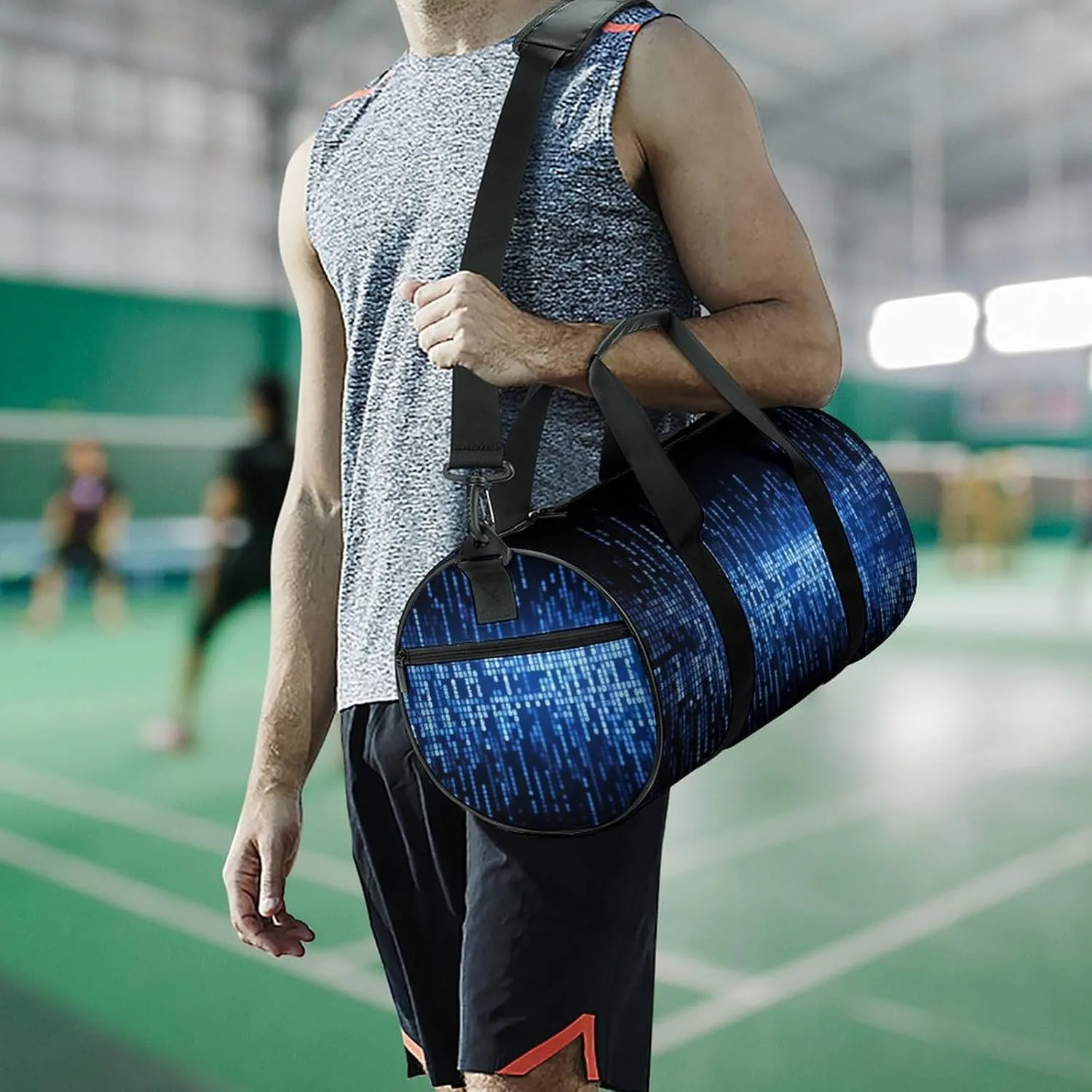 Sports Gym Bag for Women Men Travel Duffel Bag Tote Weekender Bag The Blue Binary Carry on Overnight Bag for Travel Swimming Fitness Workout Sports Duffle Bag