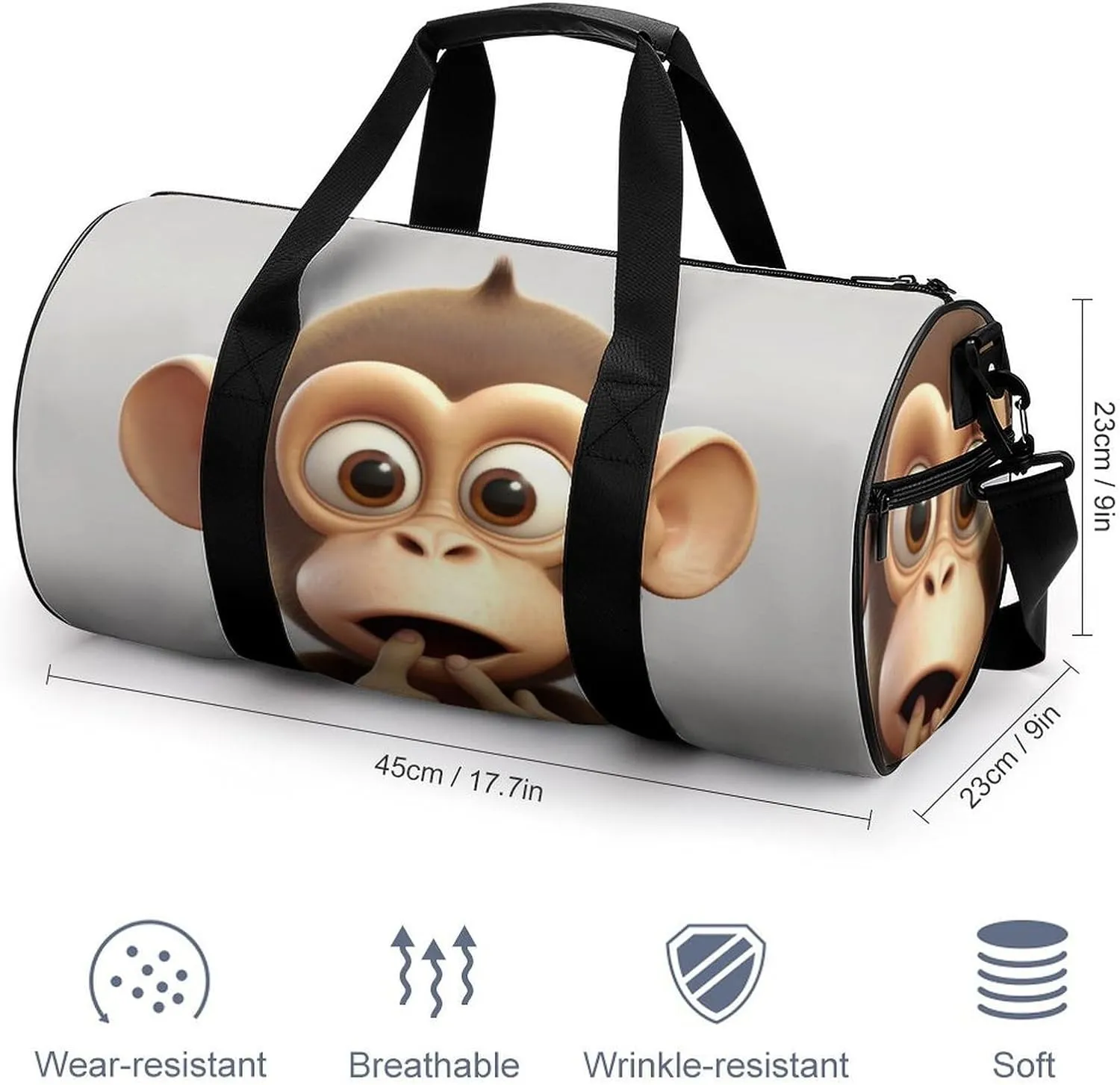 Sports Gym Bag for Women Men Travel Duffel Bag Tote Weekender Bag The Silent Monkey Carry on Overnight Bag for Travel Swimming Fitness Workout Sports Duffle Bag