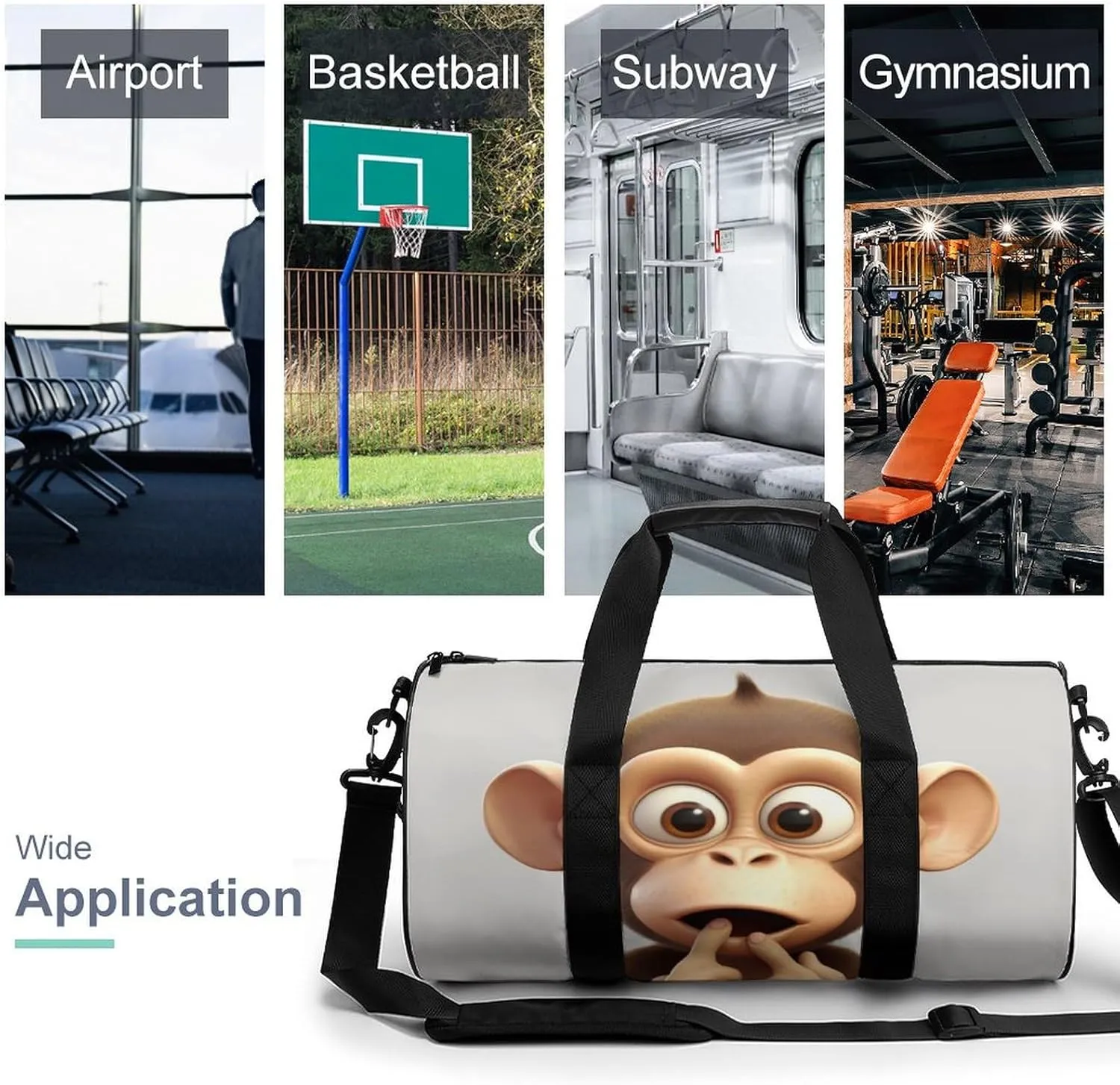 Sports Gym Bag for Women Men Travel Duffel Bag Tote Weekender Bag The Silent Monkey Carry on Overnight Bag for Travel Swimming Fitness Workout Sports Duffle Bag