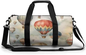 Sports Gym Bag for Women Men Travel Duffel Bag Tote Weekender Bag Watercolor Hot Air Balloon Carry on Overnight Bag for Travel Swimming Fitness Workout Sports Duffle Bag