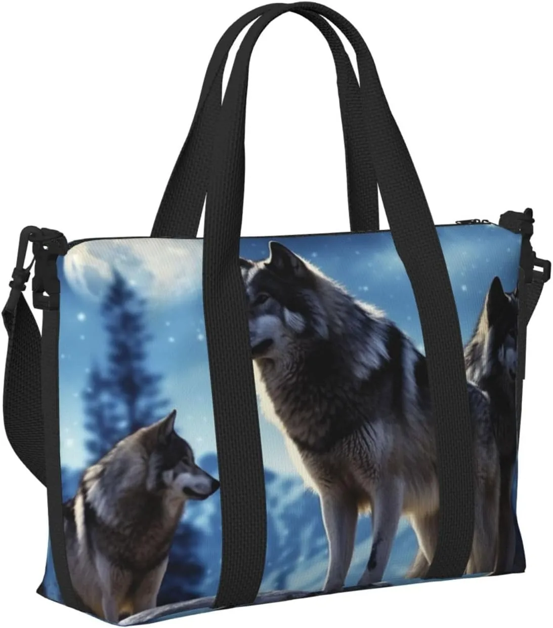 Sports Gym Bag for Women Men Travel Duffel Bag Tote wolfs Weekender Bag Canvas Carry on Overnight Bag for Travel Swimming Fitness Workout Sports Duffle Bag