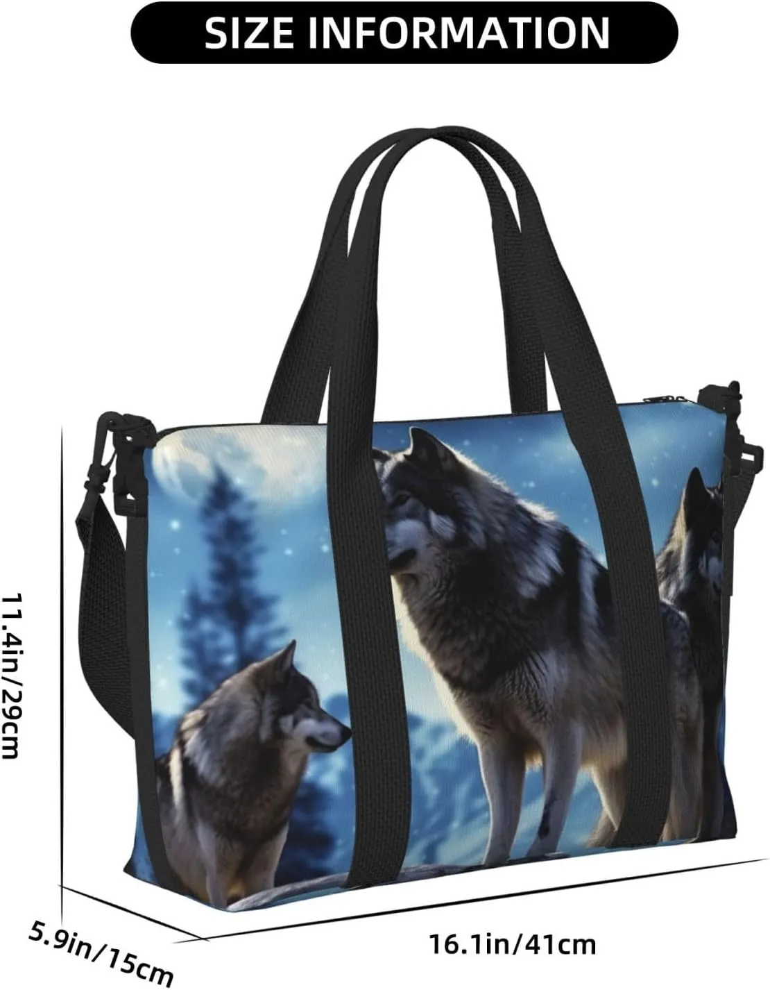 Sports Gym Bag for Women Men Travel Duffel Bag Tote wolfs Weekender Bag Canvas Carry on Overnight Bag for Travel Swimming Fitness Workout Sports Duffle Bag