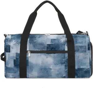 Sports Gym Bag for Women Men with Shoe And Wet Compartment Travel Duffel Bag Indigo And Matt Gray Weekender Bag Carry on Overnight Bag for Swimming Fitness Workout Sport Duffle Bag