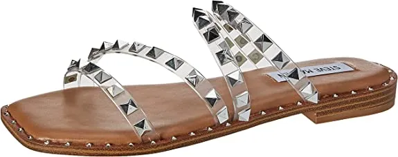 Steve Skyler Pearl Clear Slip Toe Embellished Classic Squared Secure shipping Pyramid On Sandals Madden