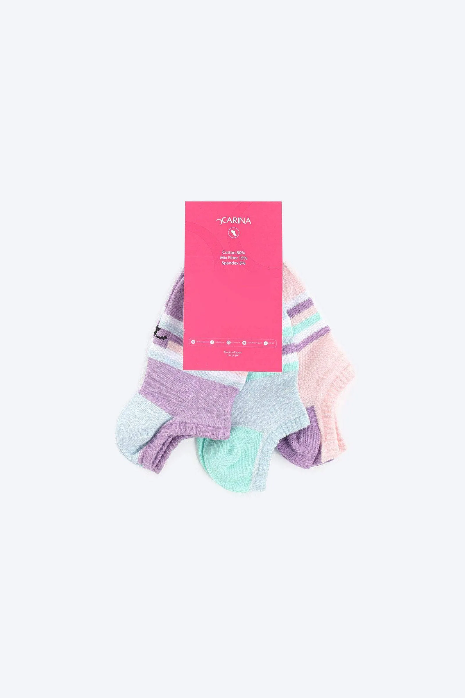 Striped Low Cut Socks - 3 Pairs