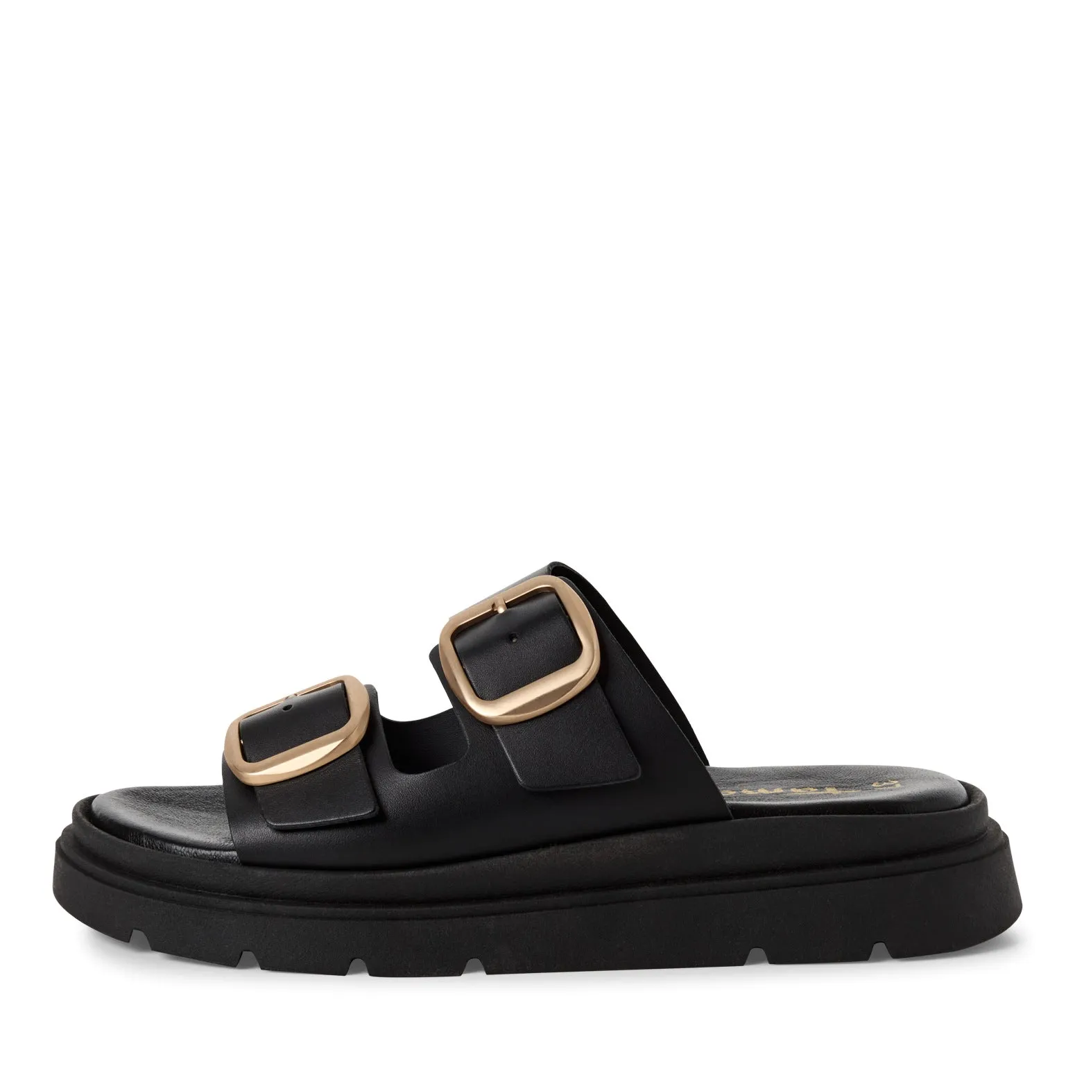 TAMARIS - 27239-003 DOUBLE STRAP MULE - BLACK LEATHER