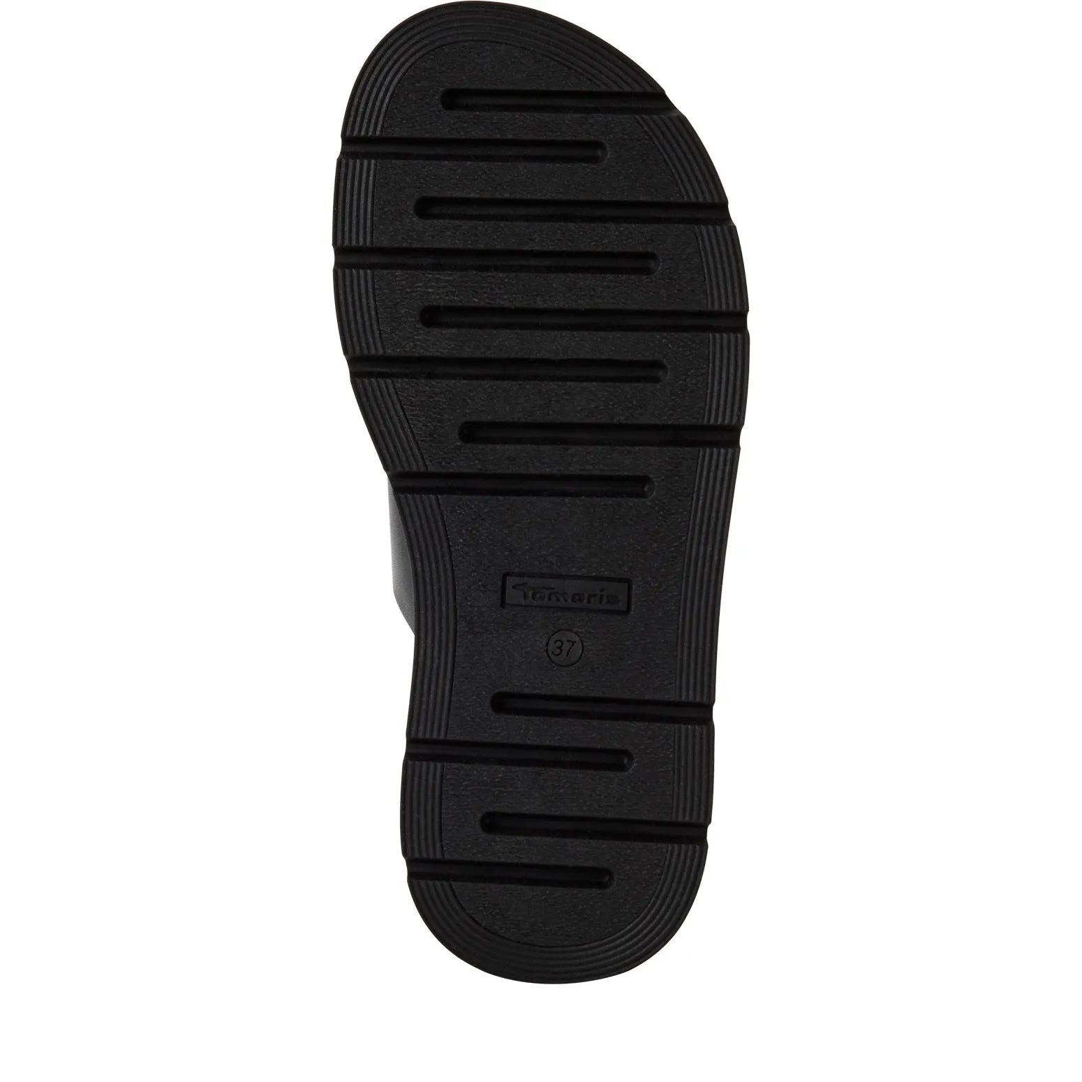 TAMARIS - 27239-003 DOUBLE STRAP MULE - BLACK LEATHER