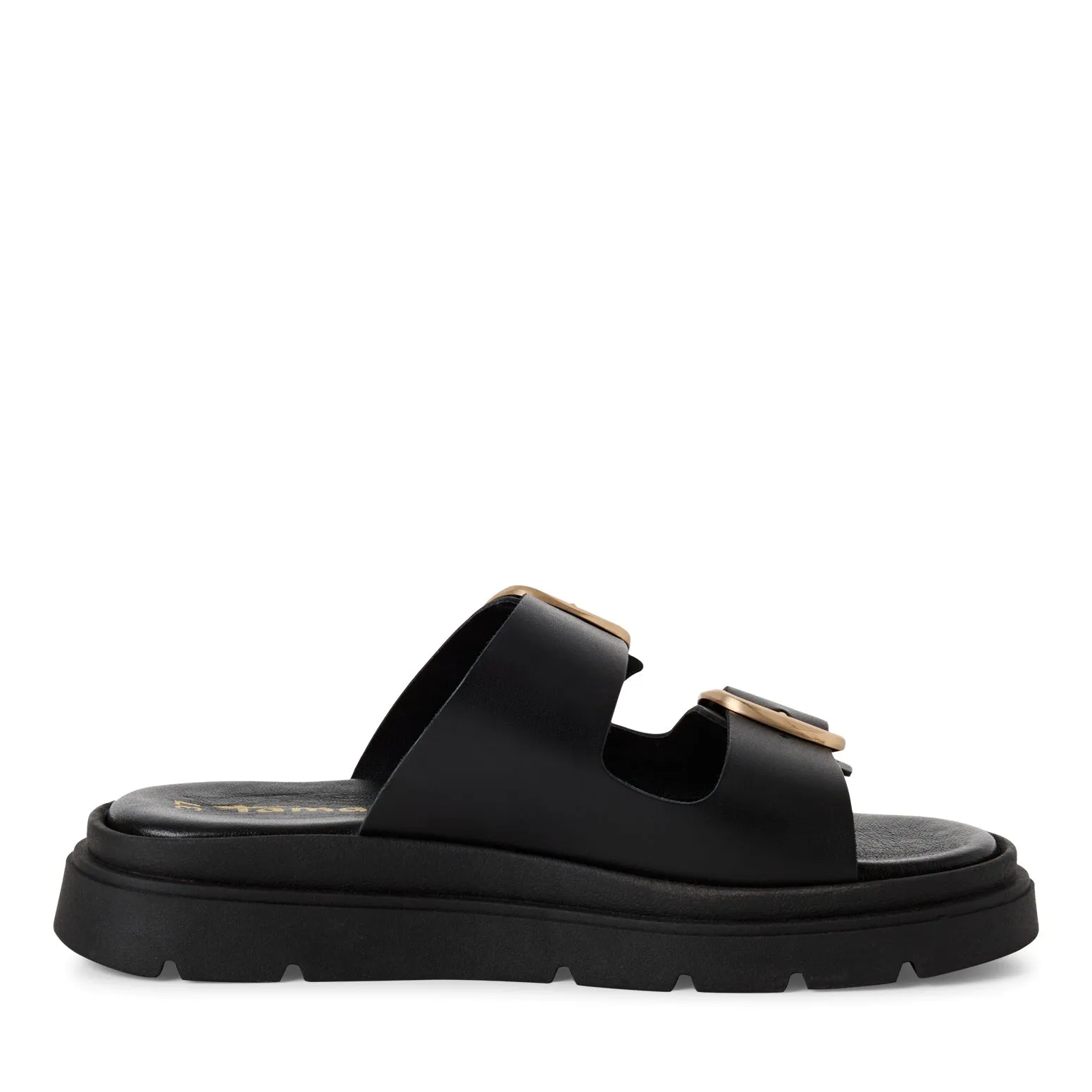 TAMARIS - 27239-003 DOUBLE STRAP MULE - BLACK LEATHER