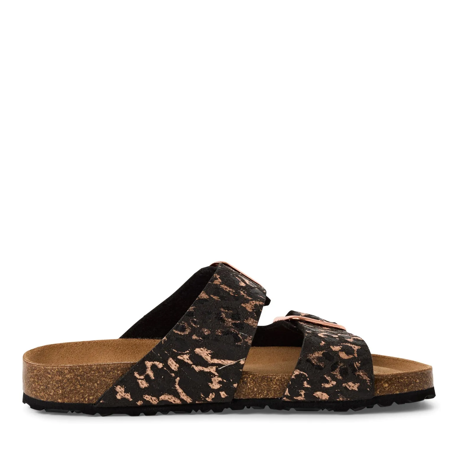 TAMARIS - 27503-090 FLAT DOUBLE STRAP MULE - BLACK LEOPARD