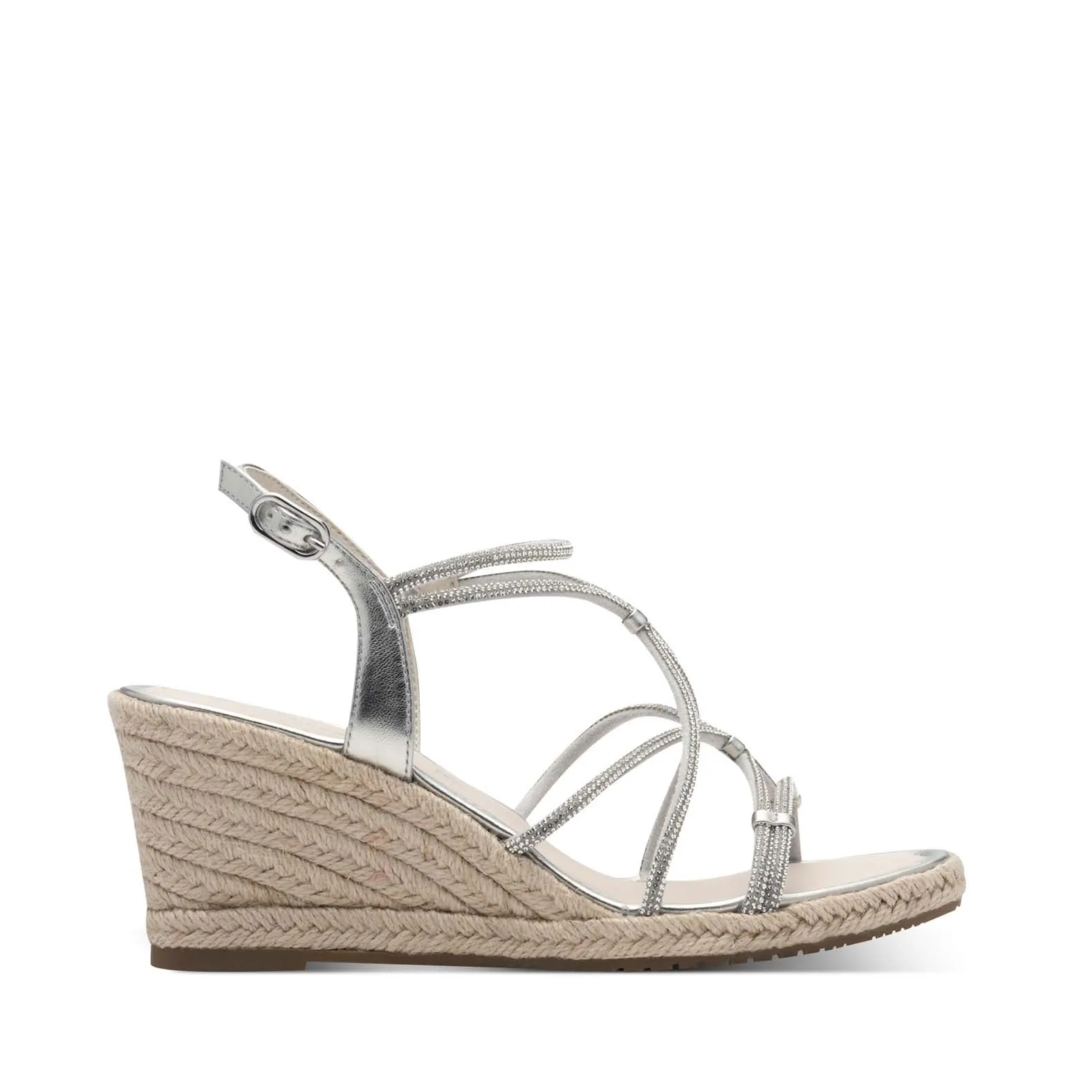 Tamaris Strappy Wedge Silver