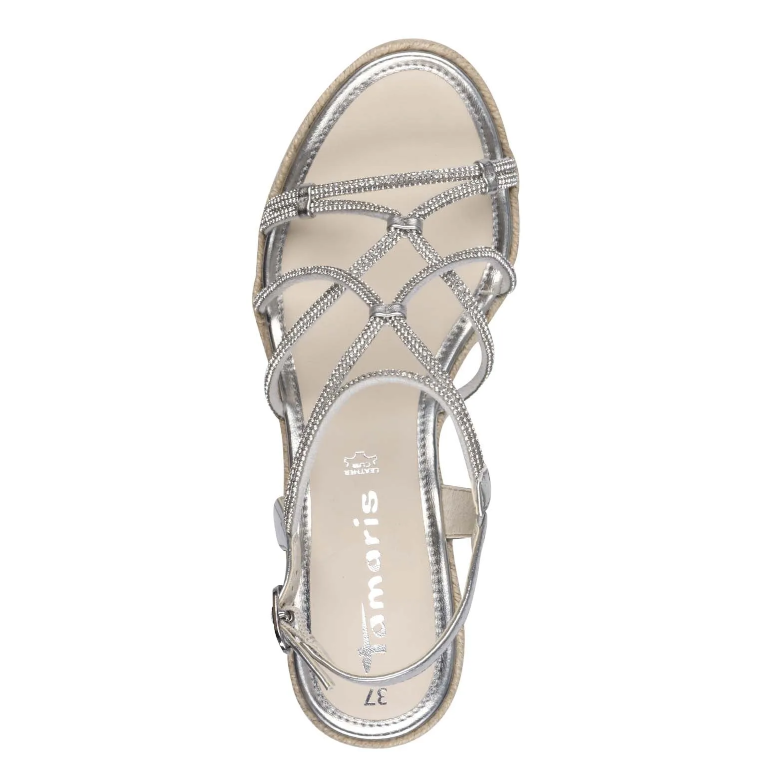 Tamaris Strappy Wedge Silver