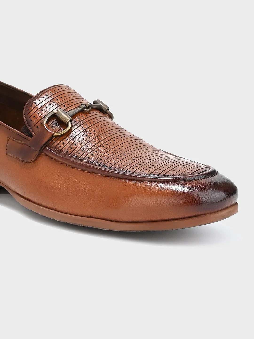 Tan Leather Men's Loafer Slip-On Shoes