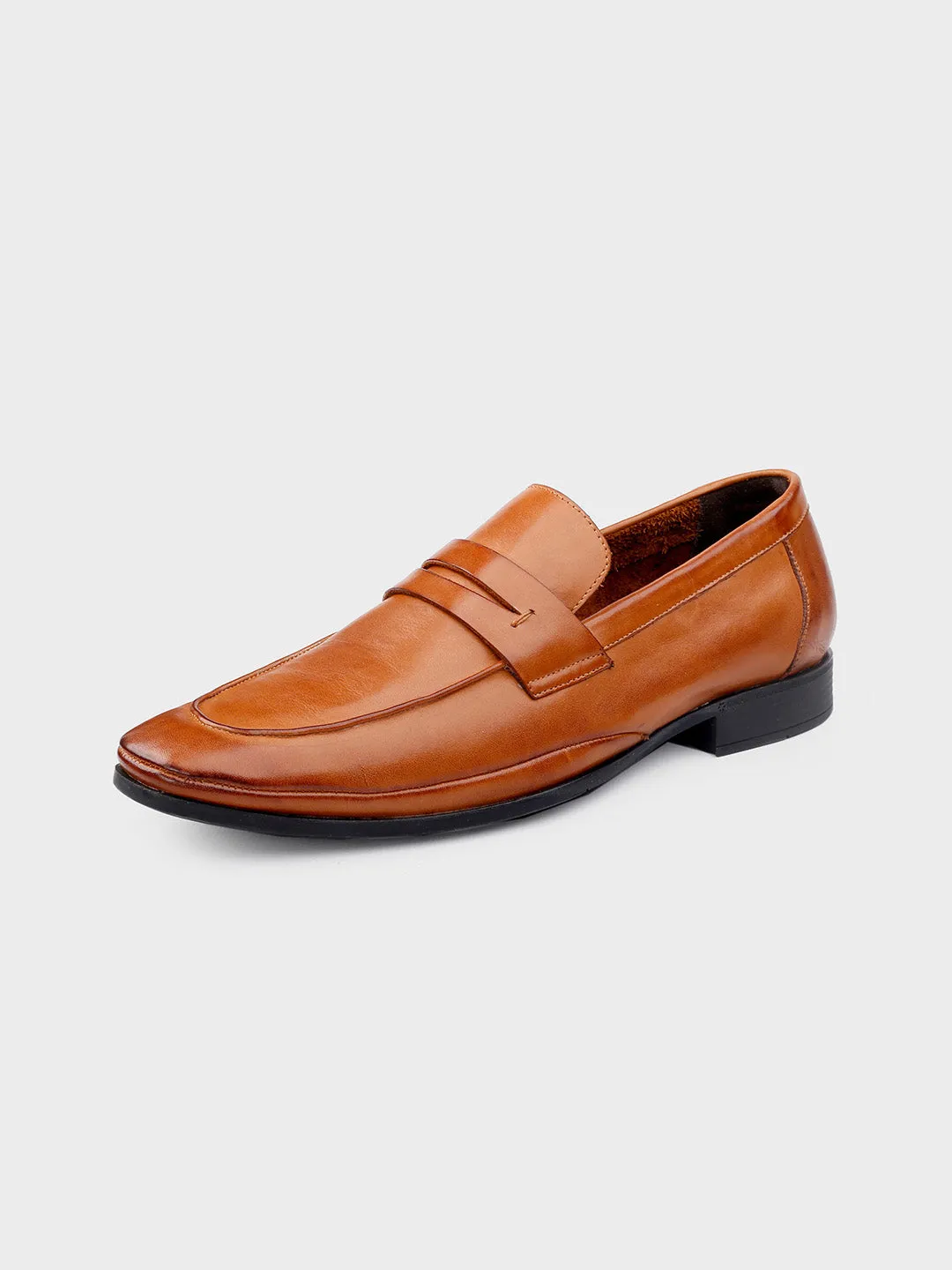 Tan Leather Men's Slip-On Loafers