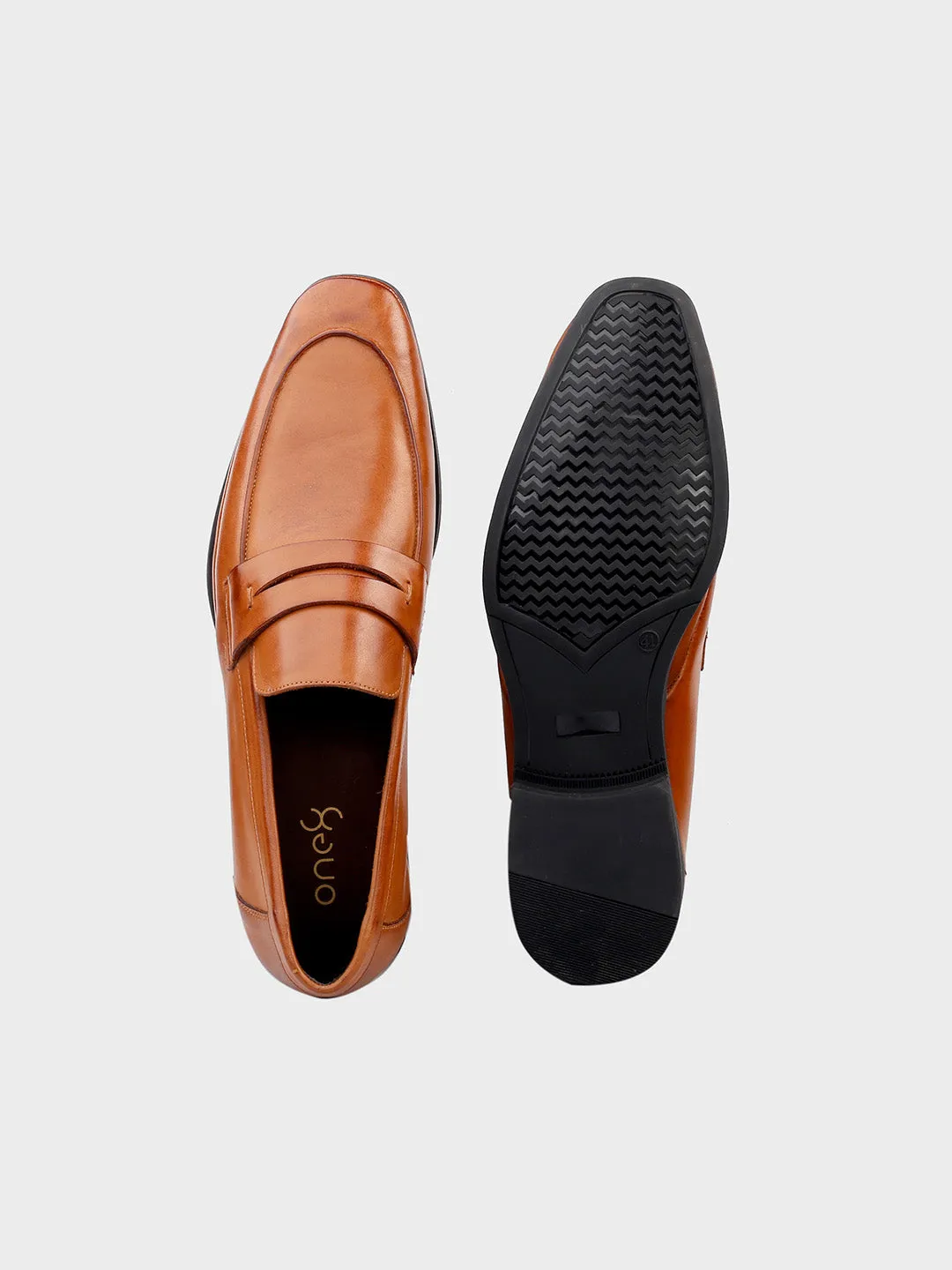 Tan Leather Men's Slip-On Loafers