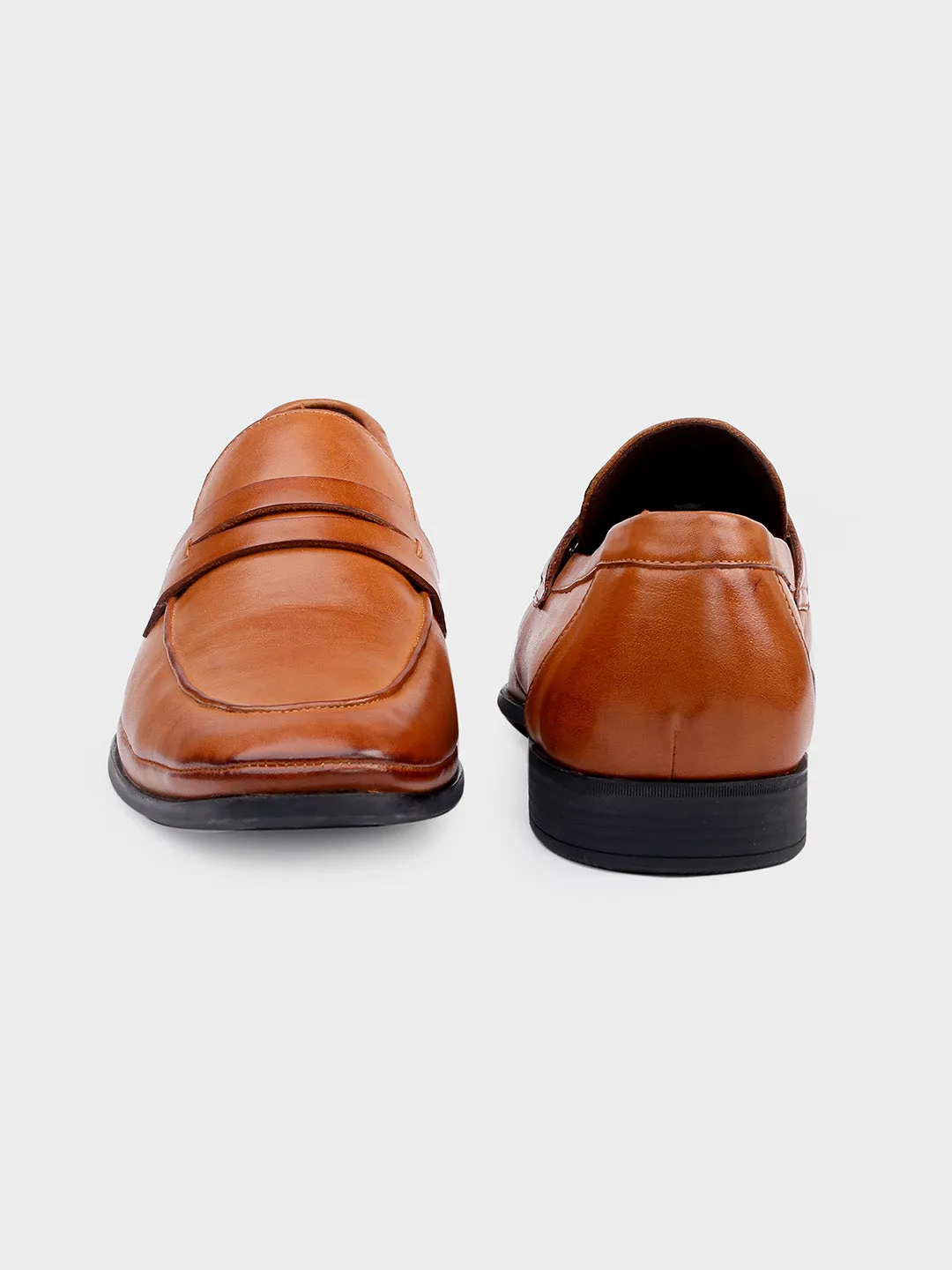 Tan Leather Men's Slip-On Loafers