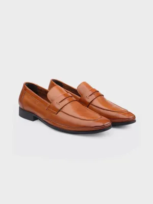 Tan Leather Men's Slip-On Loafers