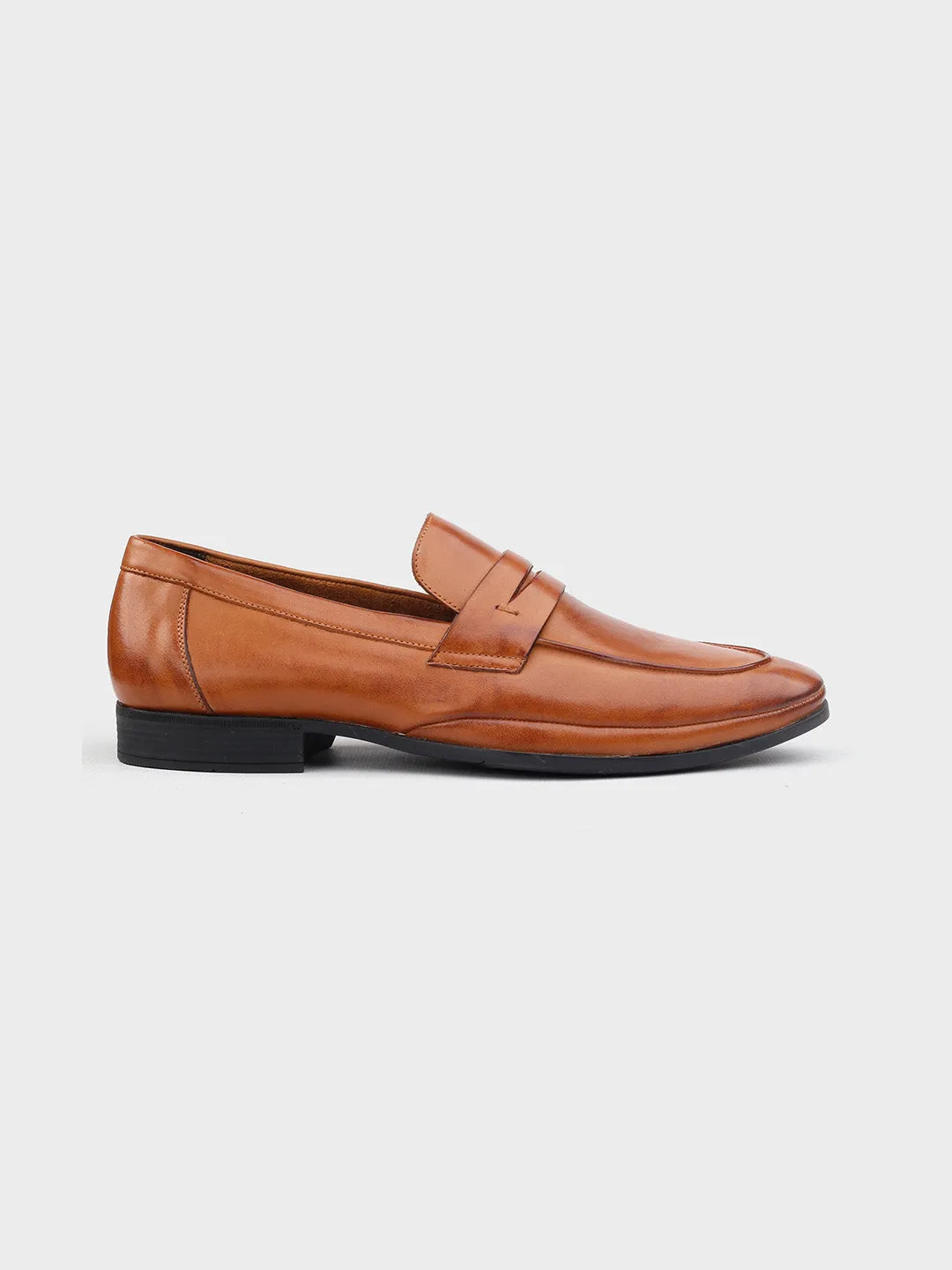 Tan Leather Men's Slip-On Loafers