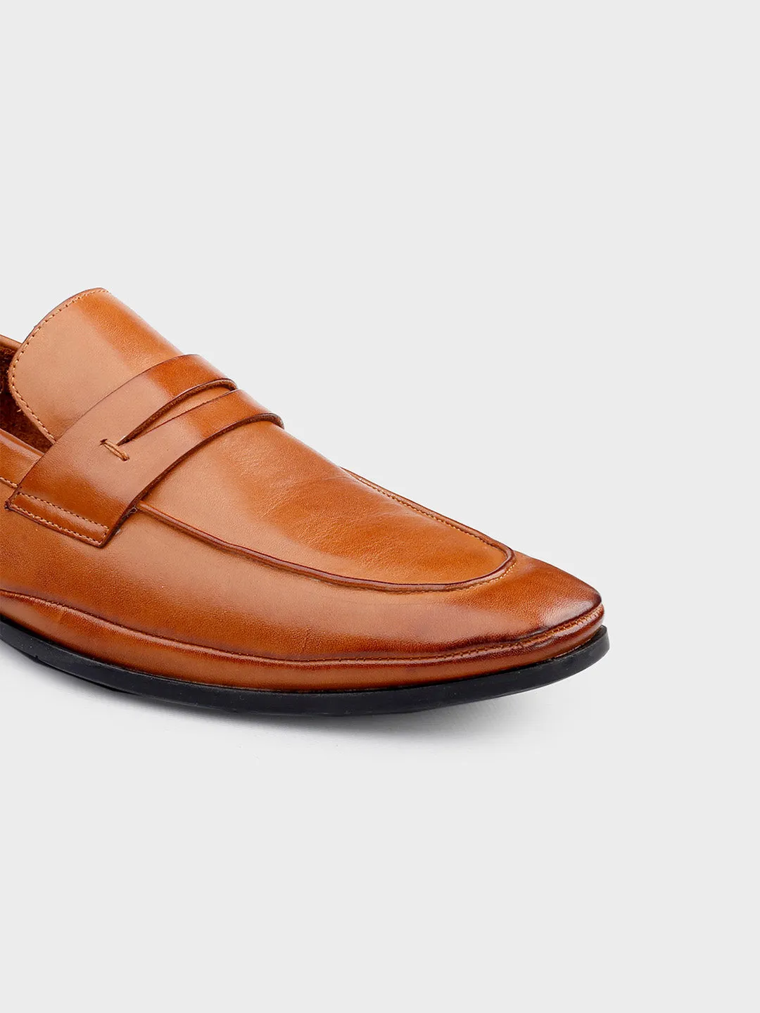 Tan Leather Men's Slip-On Loafers