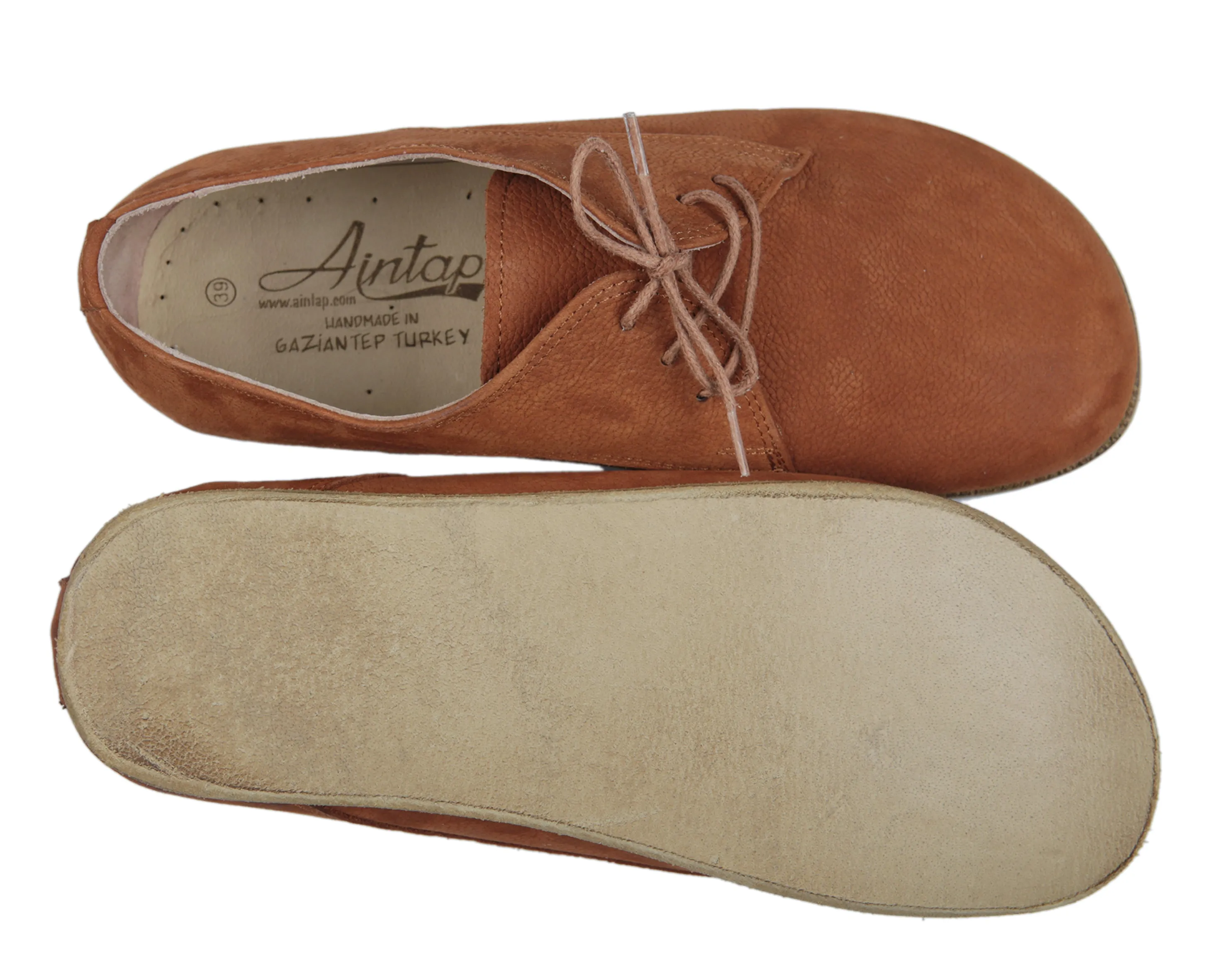 Tan Oxford Wide Barefoot Nubuck Leather Handmade Classic Shoes