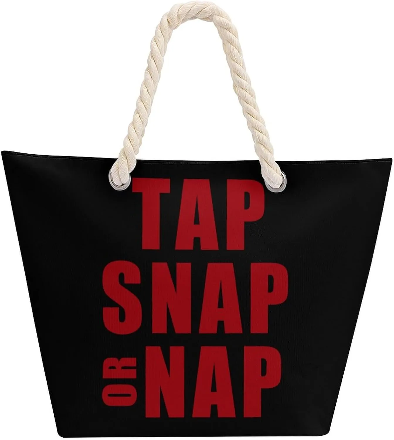 Tap Snap Or Nap Brazilian Jiu Jitsu Beach Bag Large Tote Bags Shopping Travel Gym Handbags with Rope Handles