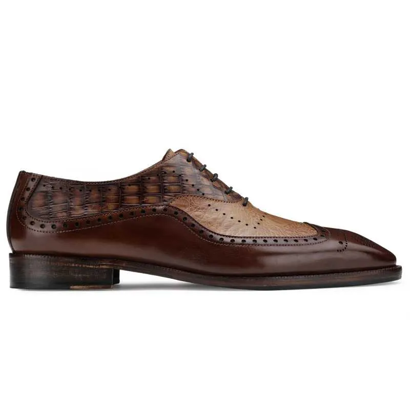 The Cabot Tripple Textured Oxford In Brown Tan