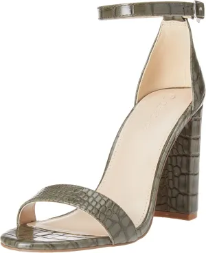 The Drop Women's Rebecca Strappy High Block-Heel Sandal, Capers Olive Croc, 5