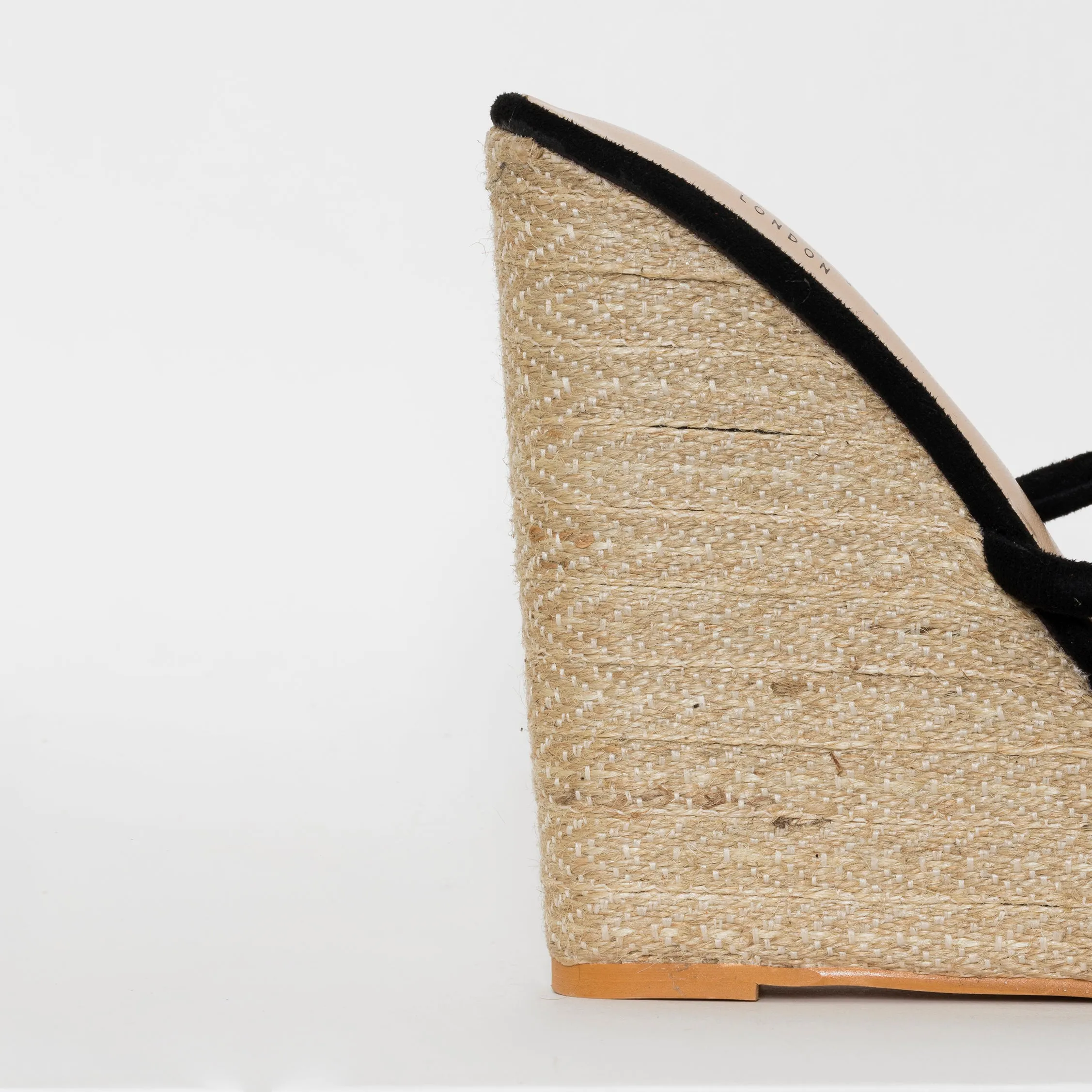 Toyah Black Suede Espadrille Mule Wedges