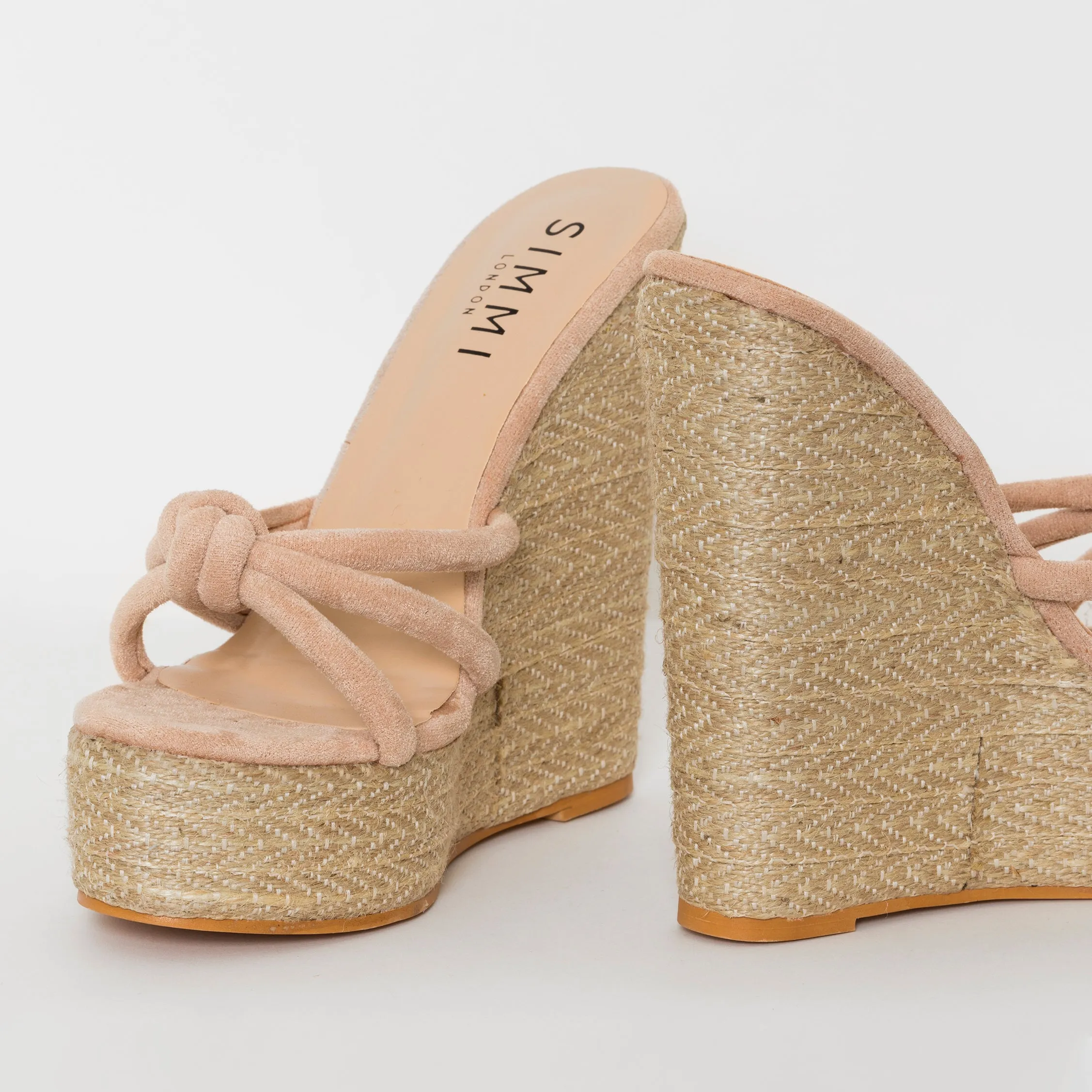 Toyah Nude Suede Espadrille Mule Wedges