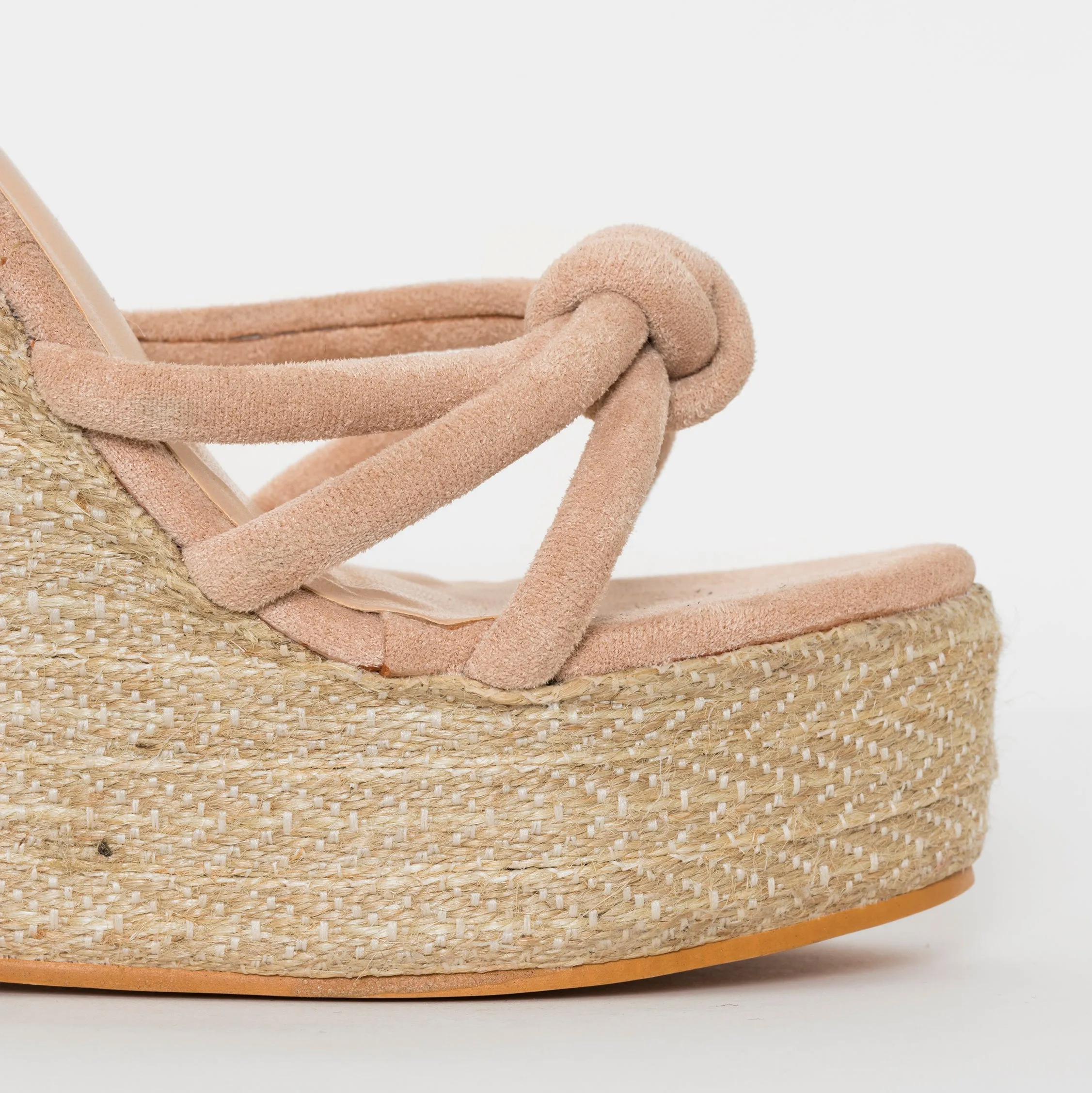 Toyah Nude Suede Espadrille Mule Wedges
