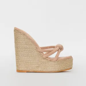 Toyah Nude Suede Espadrille Mule Wedges