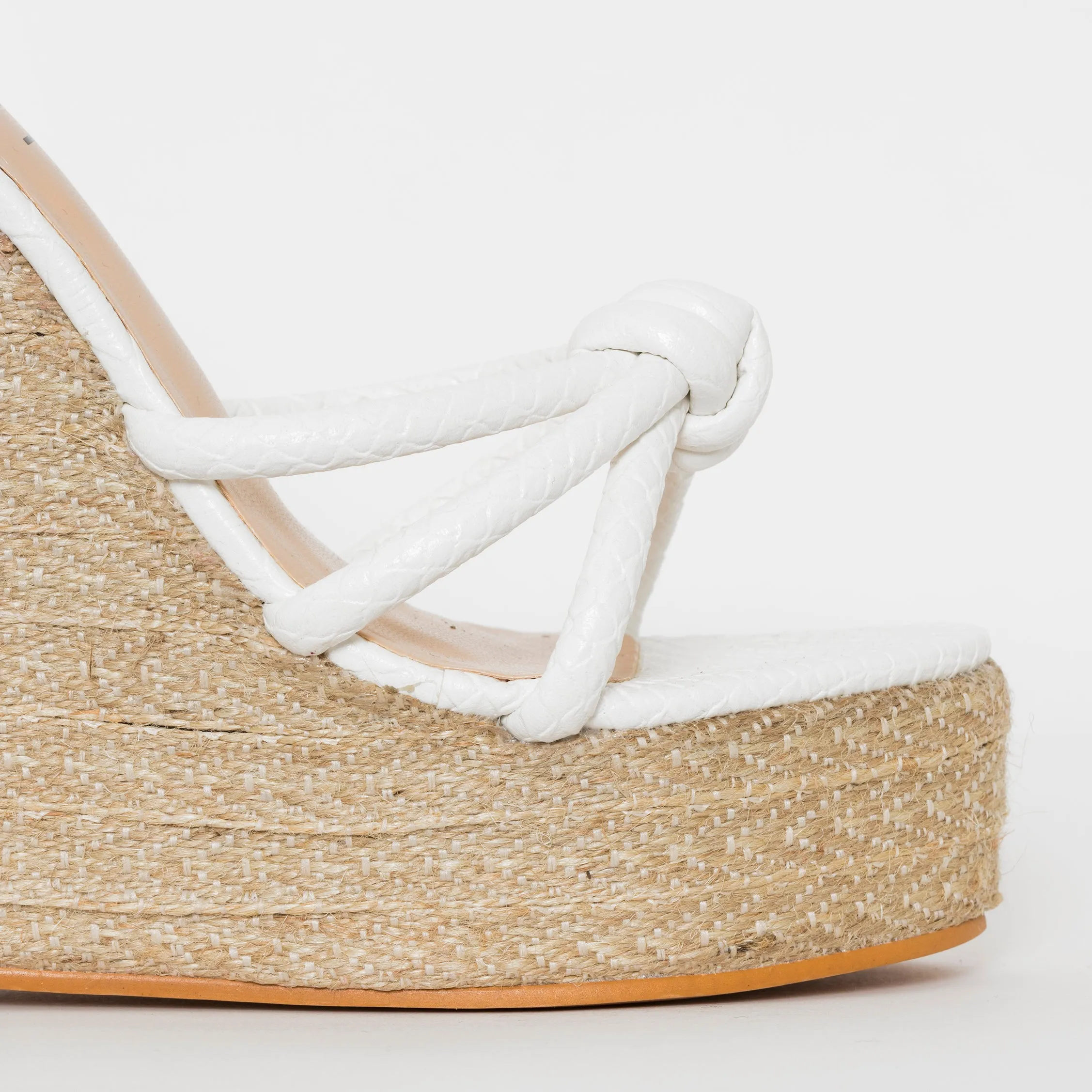 Toyah White Faux Snake Print Espadrille Mule Wedges