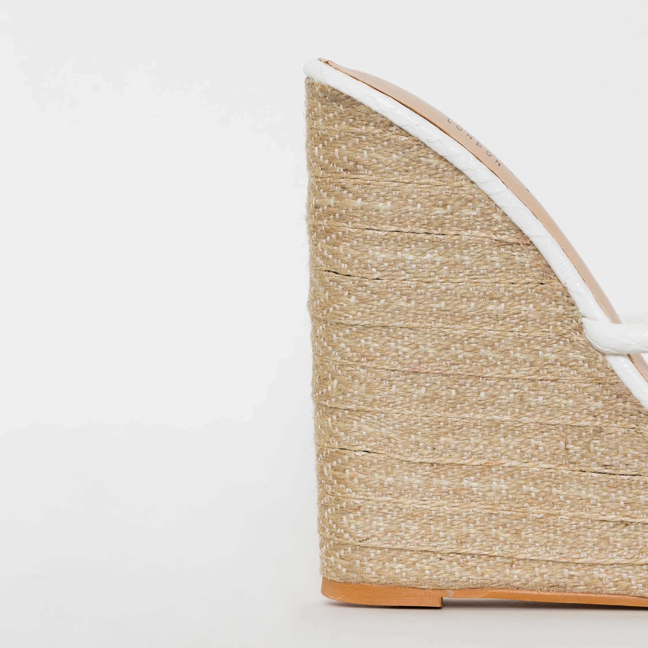Toyah White Faux Snake Print Espadrille Mule Wedges