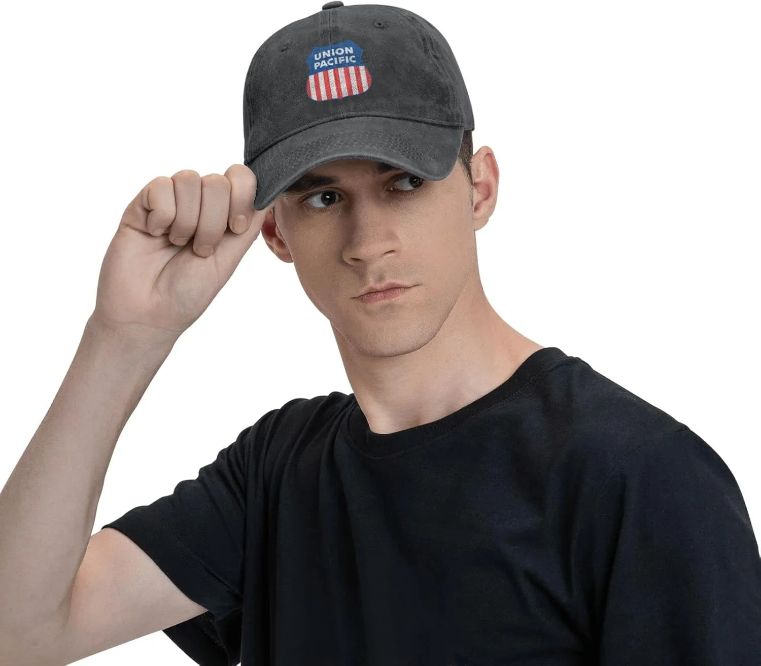 Union Pacific Railroad Denim Trucker Hat Baseball Cap for Men Or Women Cowboy