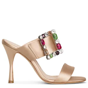 Verda 90 nude satin sandals