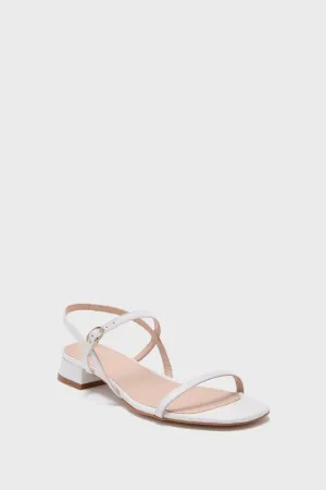 White Embossed Leather Evelyn Sandals