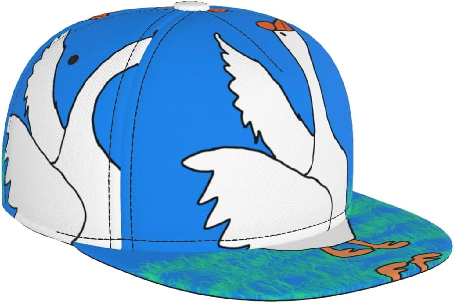 White Goose Spread its Wings Outdoor Sports Baseball Cap, Daily Sports Adjustable Fashionable Flat Brim hat, Unisex Four-Season Outdoor Sports Cap,