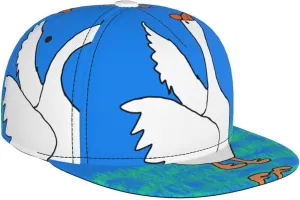 White Goose Spread its Wings Outdoor Sports Baseball Cap, Daily Sports Adjustable Fashionable Flat Brim hat, Unisex Four-Season Outdoor Sports Cap,