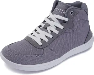 WHITIN Women's High-Top Wide Toe Box Minimalist Barefoot Shoes Zero Drop Size 7 Slip Resistant Walking Road Running Trail Width Sneaker Grey 39