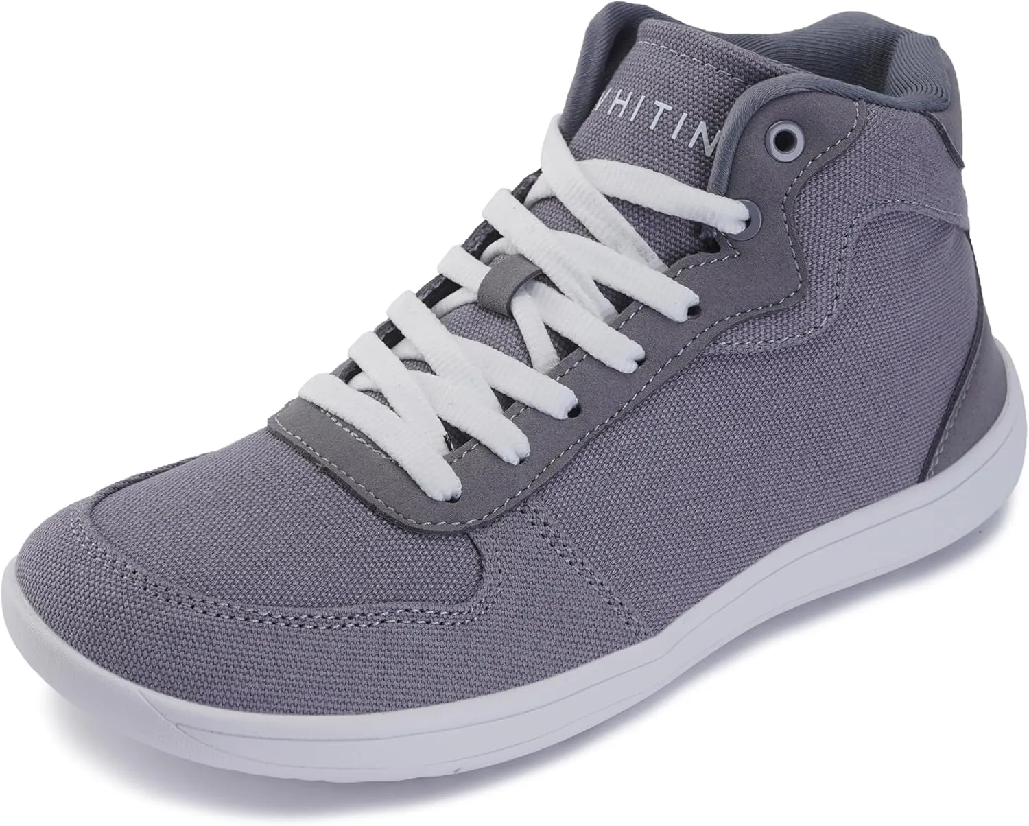 WHITIN Women's High-Top Wide Toe Box Minimalist Barefoot Shoes Zero Drop Size 7 Slip Resistant Walking Road Running Trail Width Sneaker Grey 39