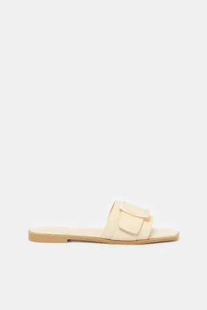 Women Beige Buckle Mule