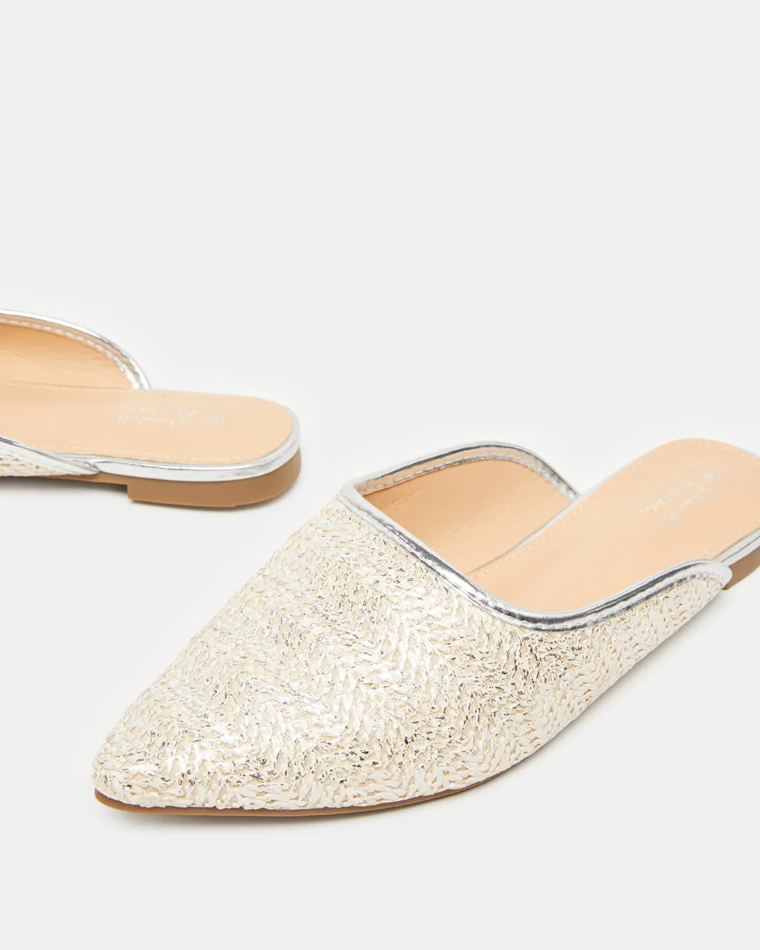 Women Beige Comfort Buckle Trim Mule