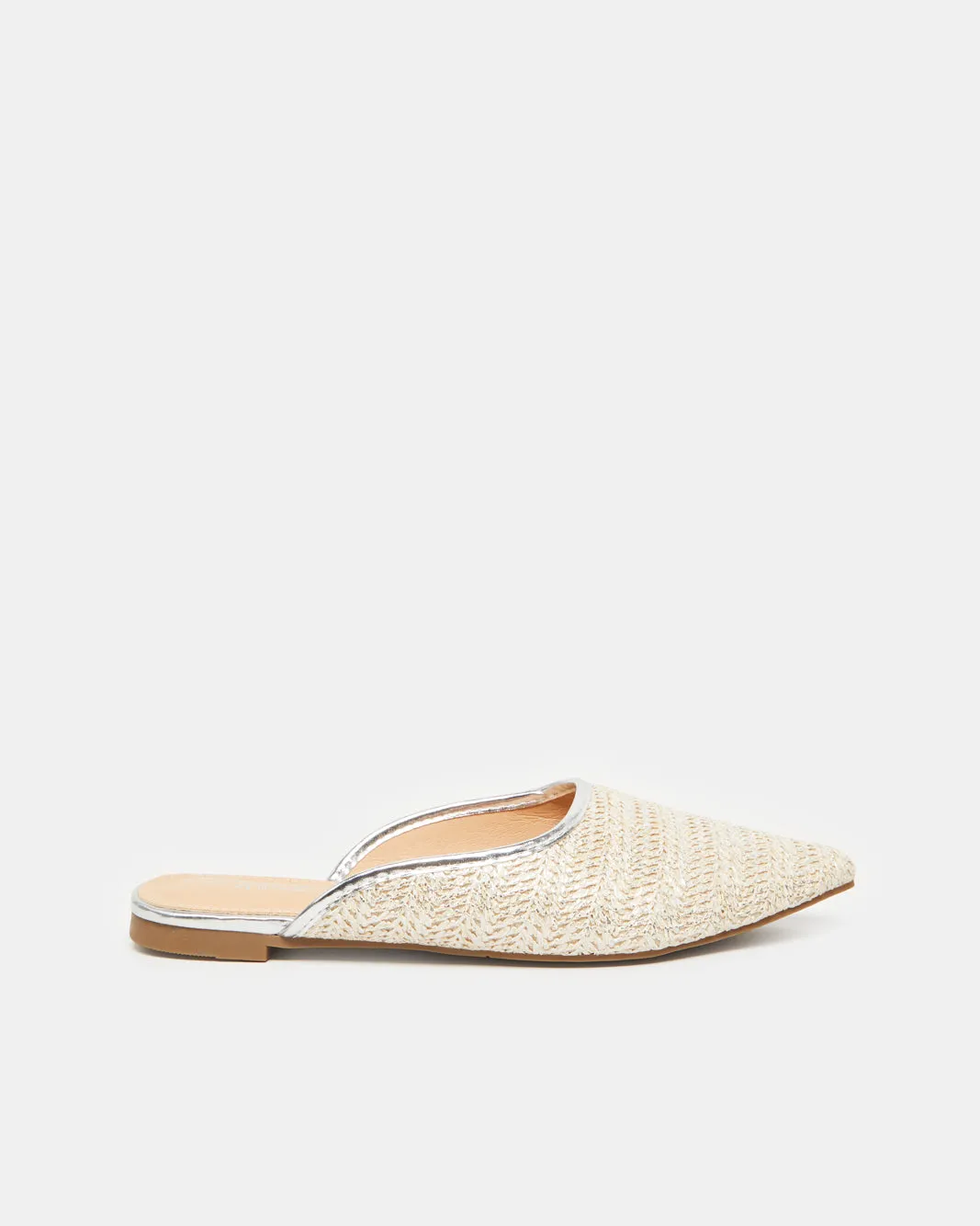 Women Beige Comfort Buckle Trim Mule