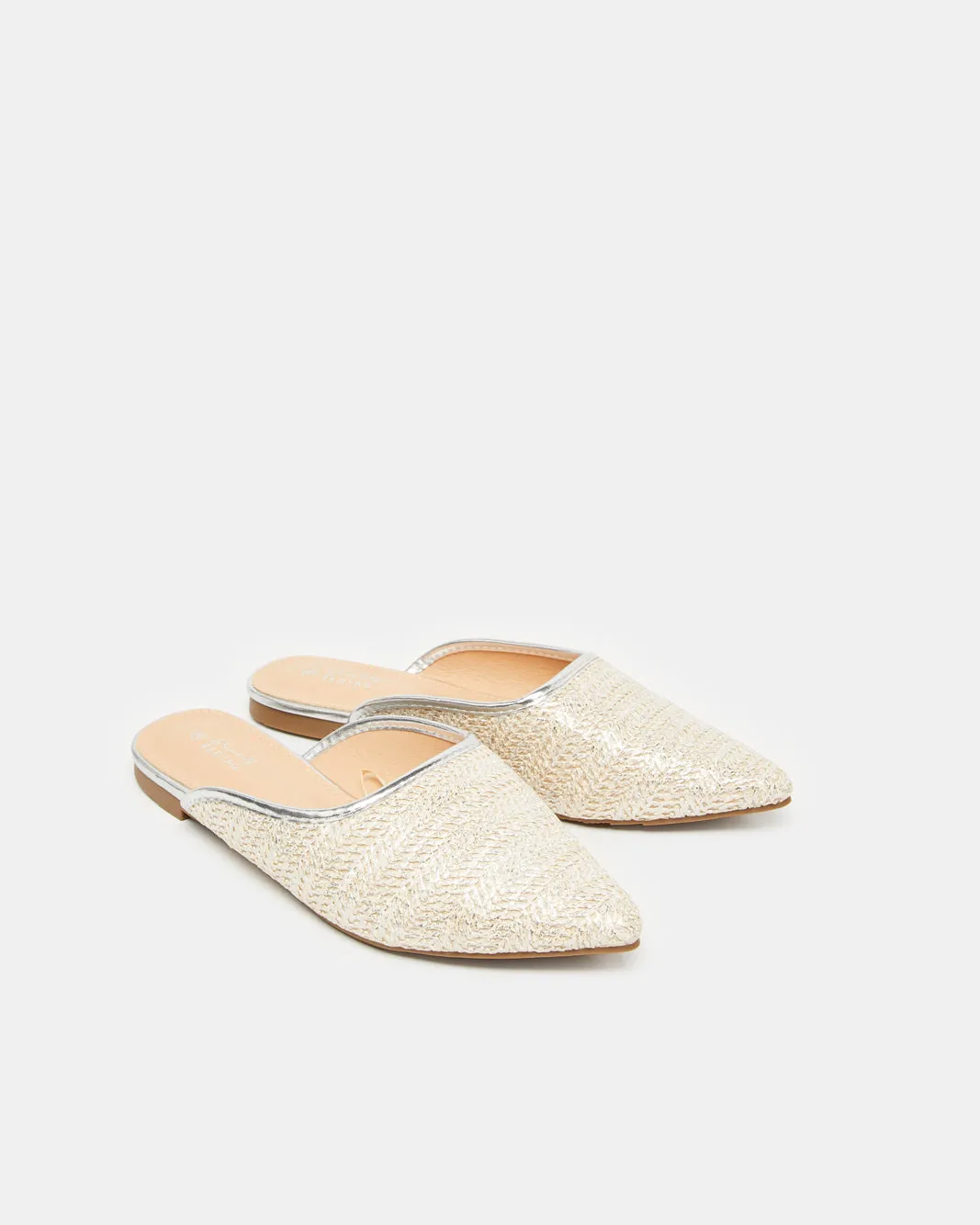 Women Beige Comfort Buckle Trim Mule