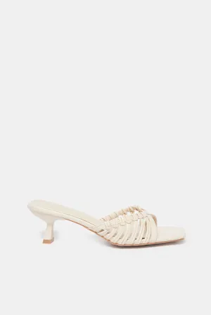 Women Beige Mule With Strappy Trim