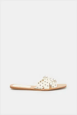 Women Beige Strappy Mule