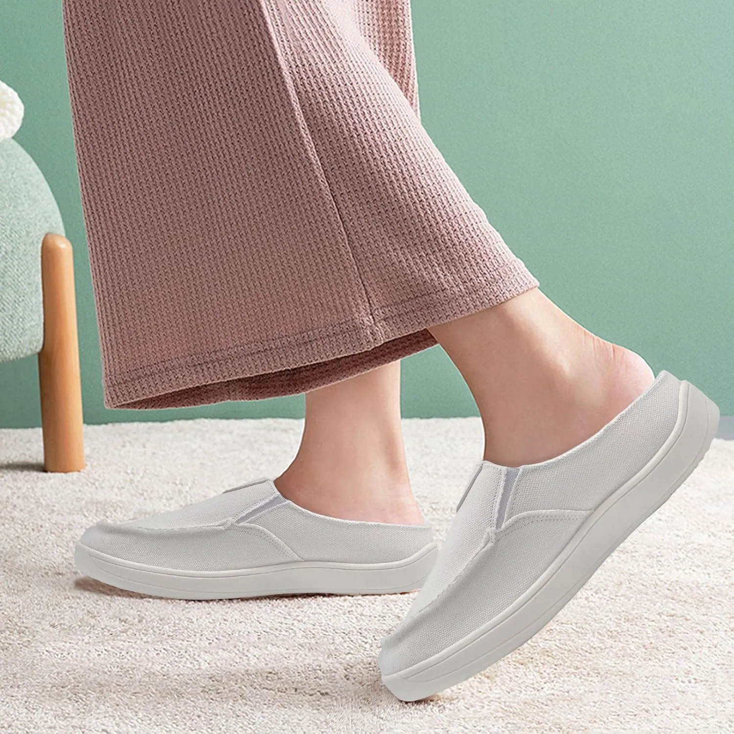 Women Mens Mules Sneakers Winter Warm with Fur Lined Slip-on Mules Slippers Indoor Outdoor Comfort Walking Canvas
