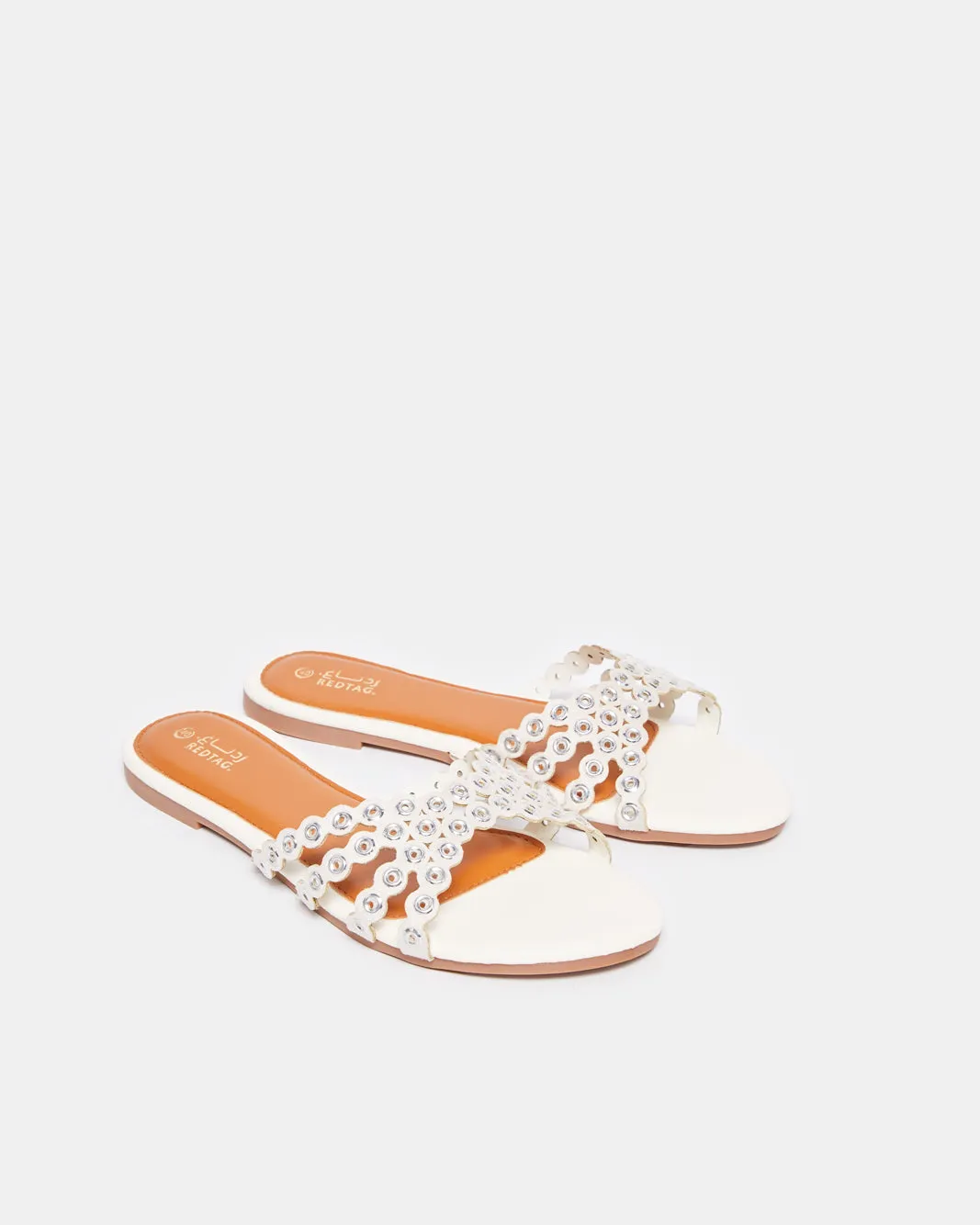 Women White Strappy Mule